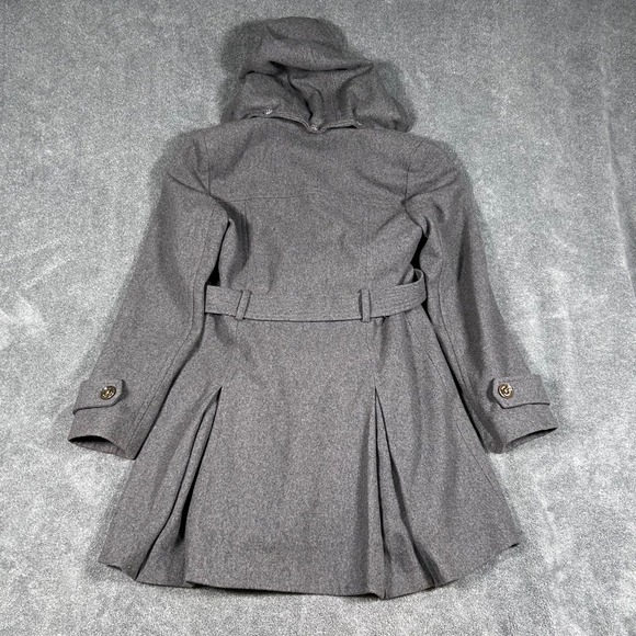 Michael Kors Women's Grey Hooded Wool Blend Belted Trench Coat Size S - Picture 10 of 16